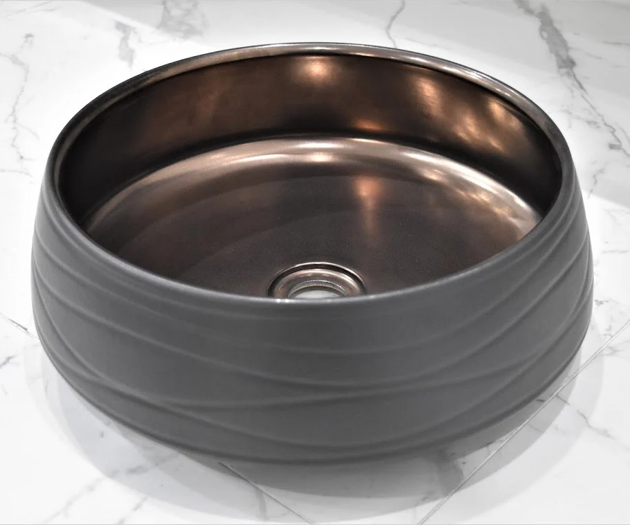 Zeus Black & Bronze 410mm Basin | Above Counter | - Image 4