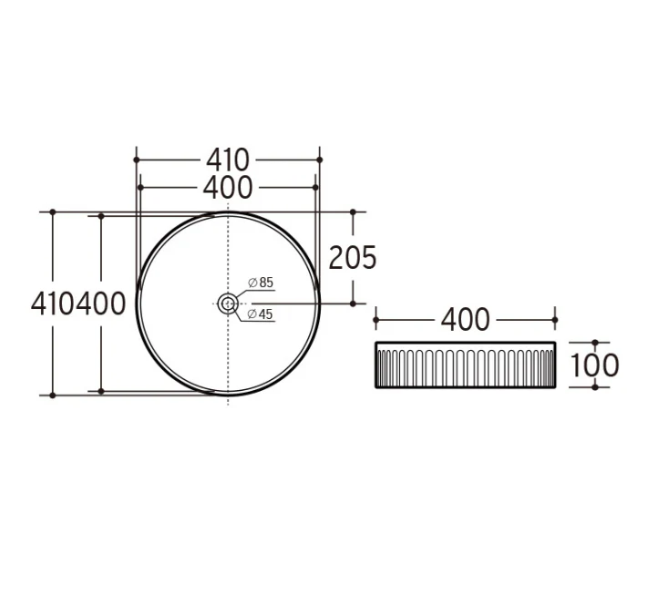Circa Round Fluted 405mm Above-Counter Basin, Gloss White - Image 3
