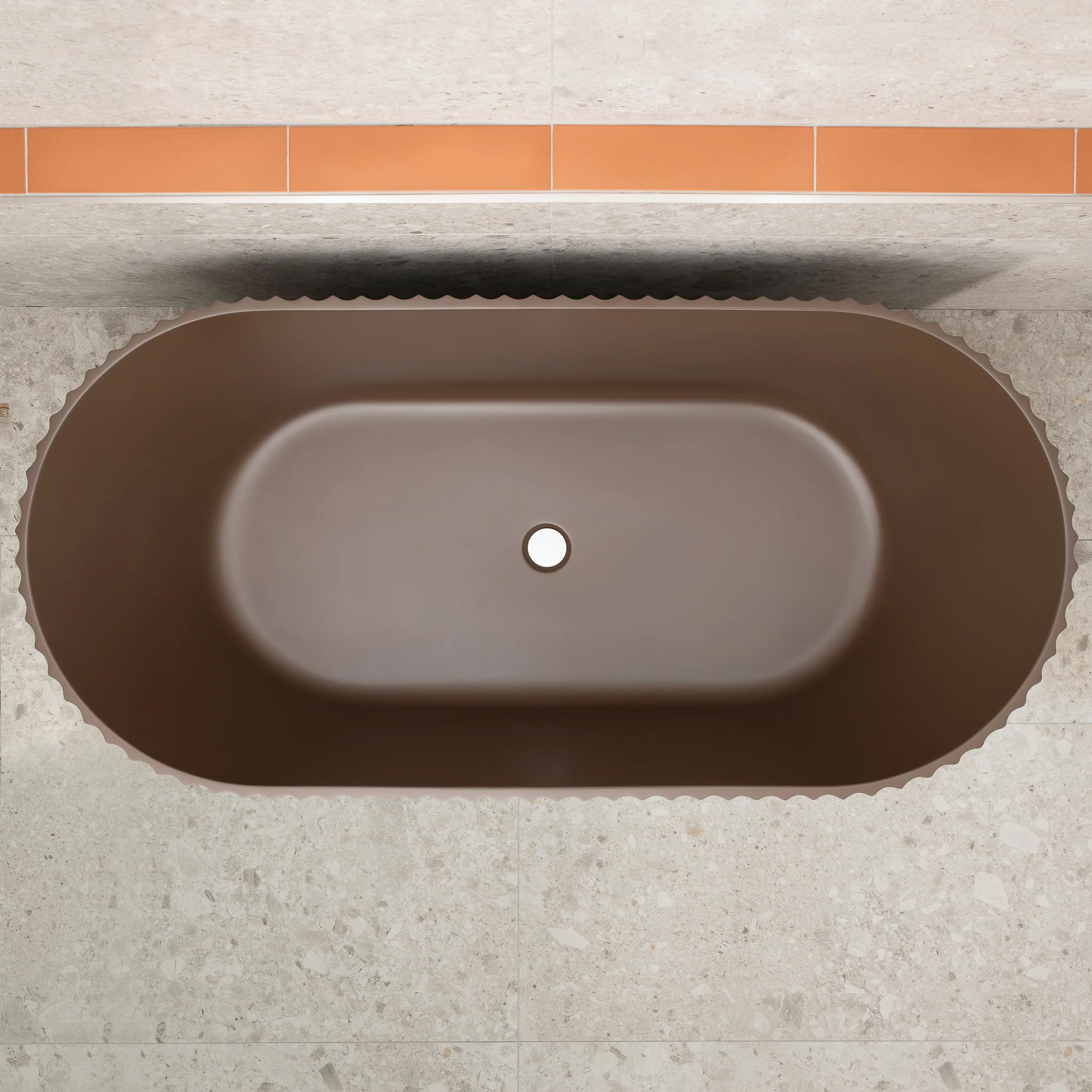 Agora Groove 1700mm Fluted Oval Freestanding Bath, Matte Chocolate Brown - SPECIAL EDITION - Image 6
