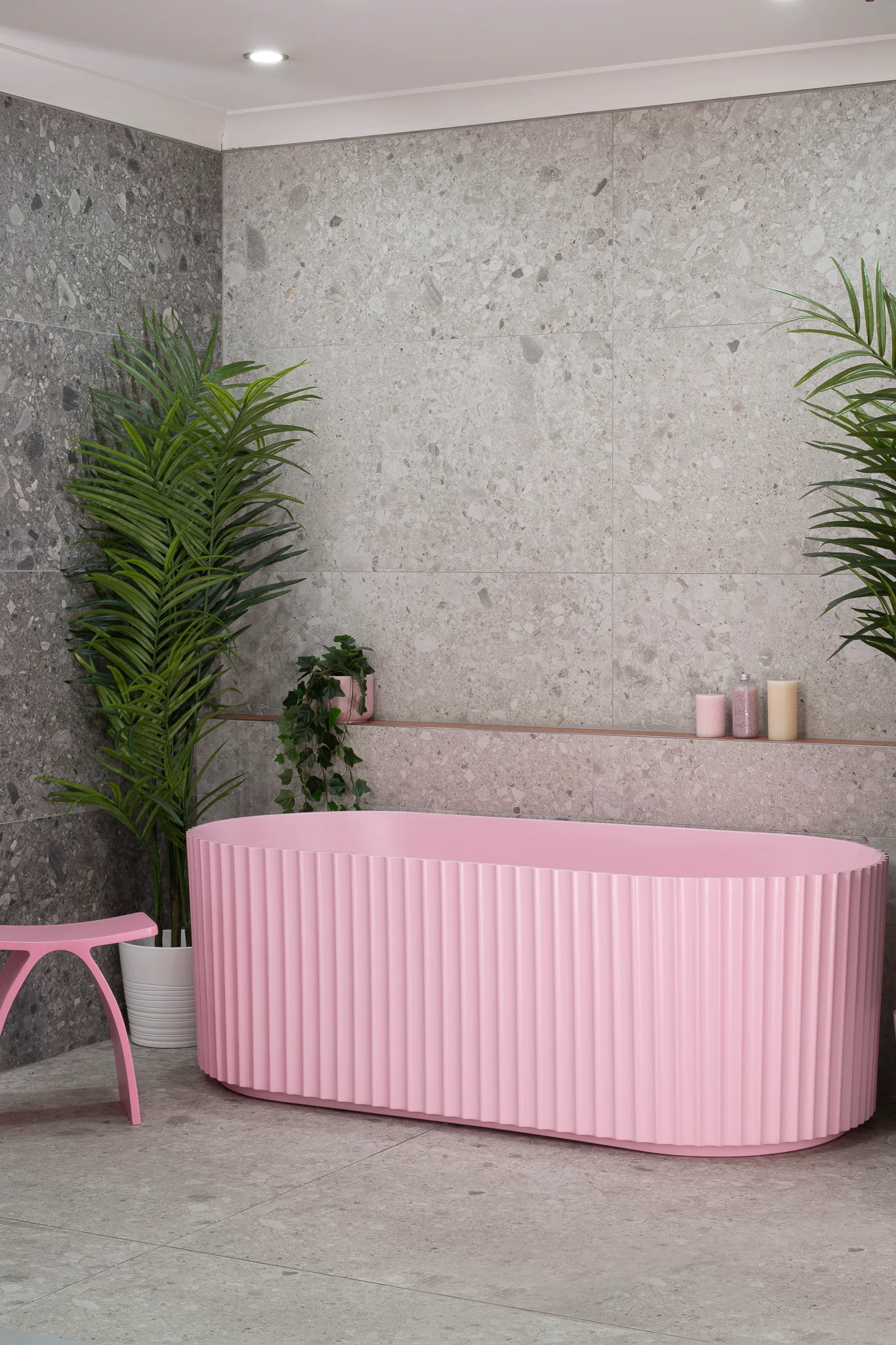 Agora Groove 1700mm Fluted Oval Freestanding Bath, Matte Pink - SPECIAL EDITION - Image 6