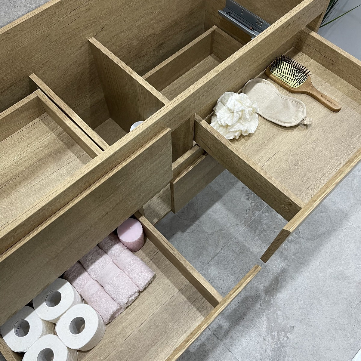 *Clearance* Alles 1200mm Wall Hung Vanity Cabinet | Alba Oak Woodgrain | - Image 3