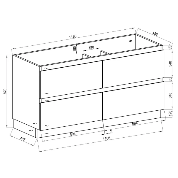*Clearance* Alles Plus 1200mm Floor Standing Vanity Cabinet | Satin White | - Image 6
