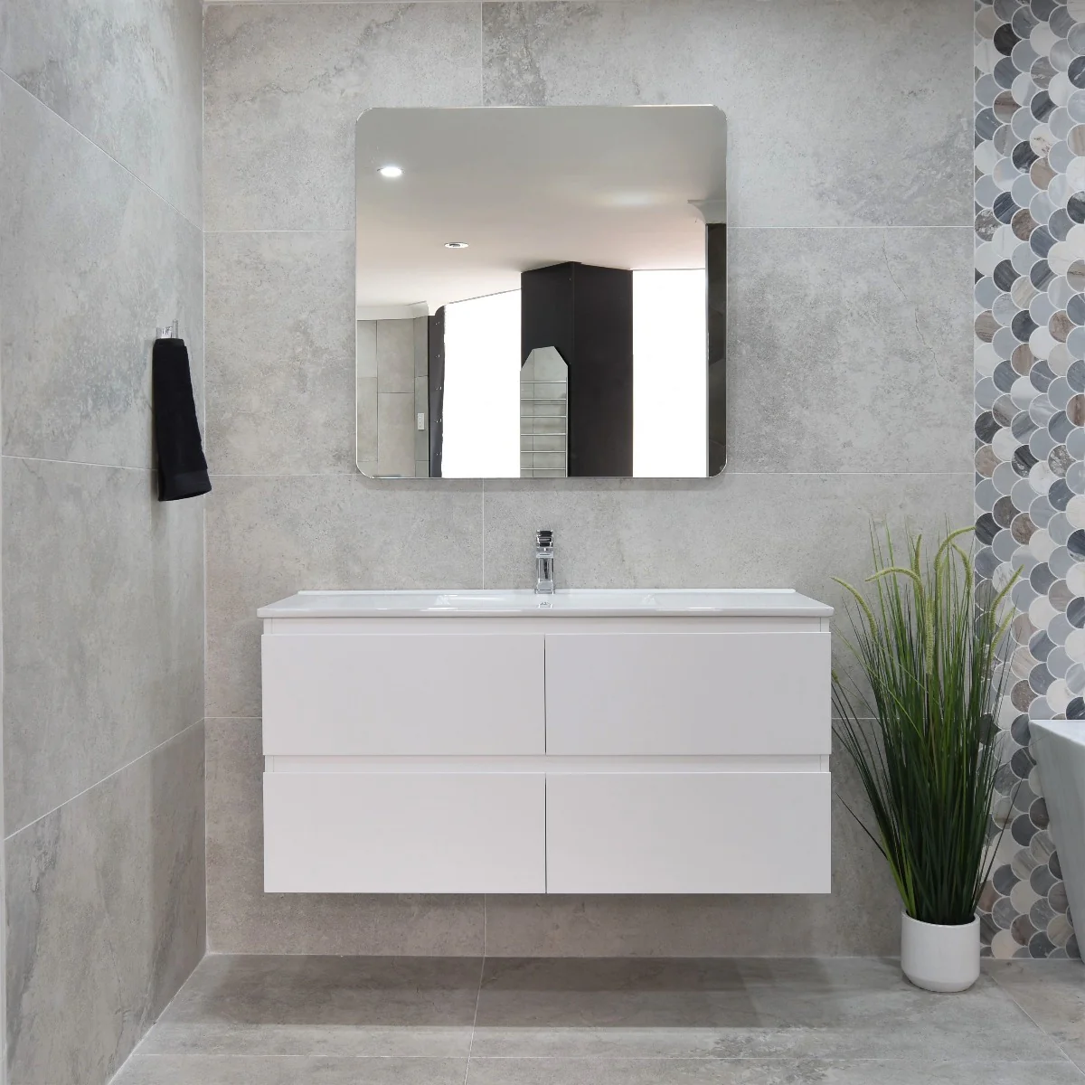 *Clearance* Alles Plus 1200mm Wall Hung Vanity Cabinet | Satin White |