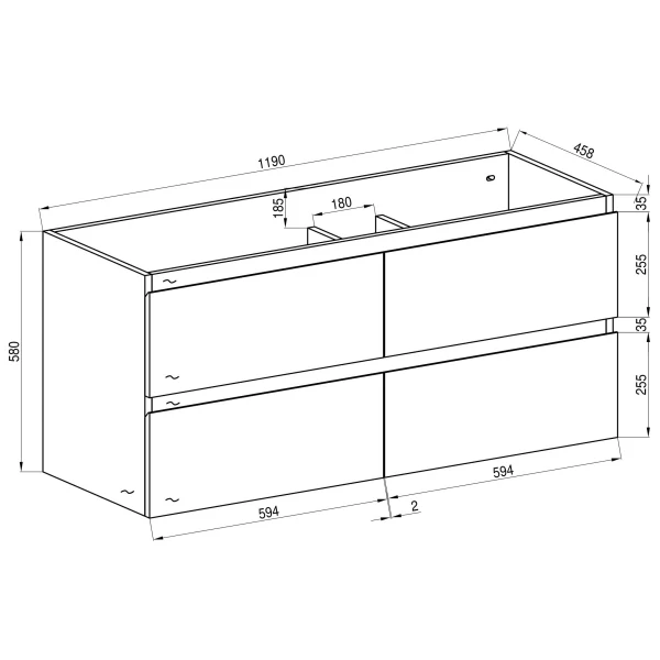 *Clearance* Alles Plus 1200mm Wall Hung Vanity Cabinet | Satin White | - Image 6