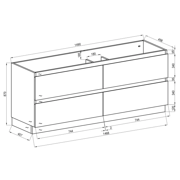 *Clearance* Alles Plus 1500mm Floor Standing Vanity Cabinet | Satin White | - Image 5