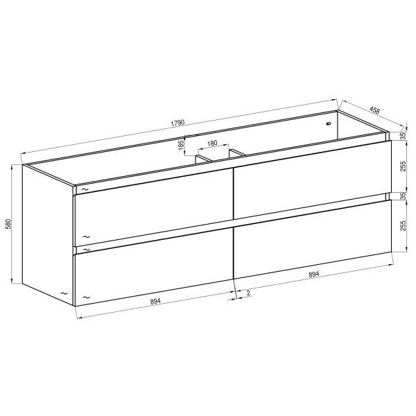 *Clearance* Alles Plus 1800mm Wall Hung Vanity Cabinet | Satin Black | - Image 5