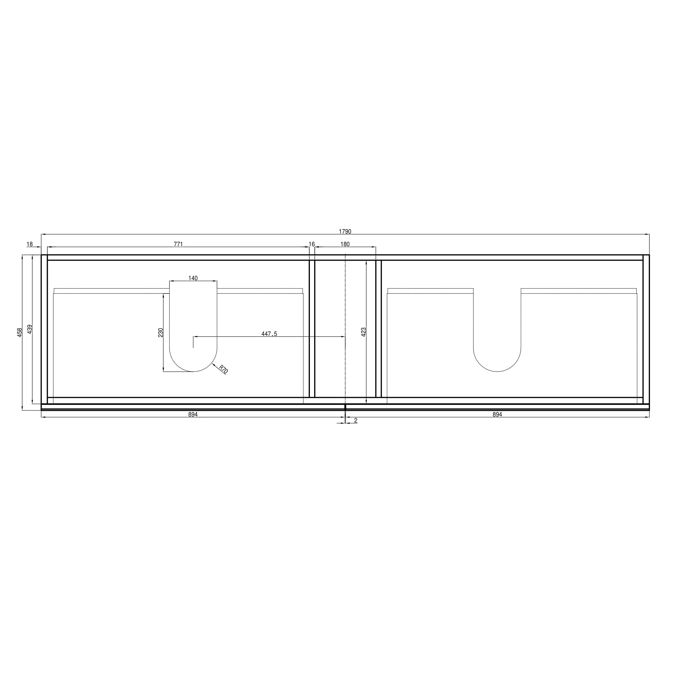 *Clearance* Alles Plus 1800mm Wall Hung Vanity Cabinet | Satin White | - Image 7