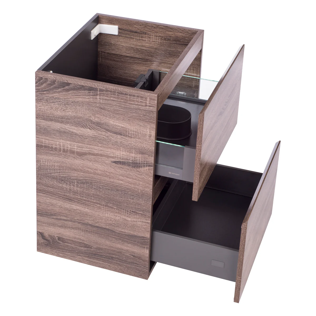 *Clearance* Alles Plus 600mm Floor Standing Vanity Cabinet | Legna Noir Woodgrain | - Image 4