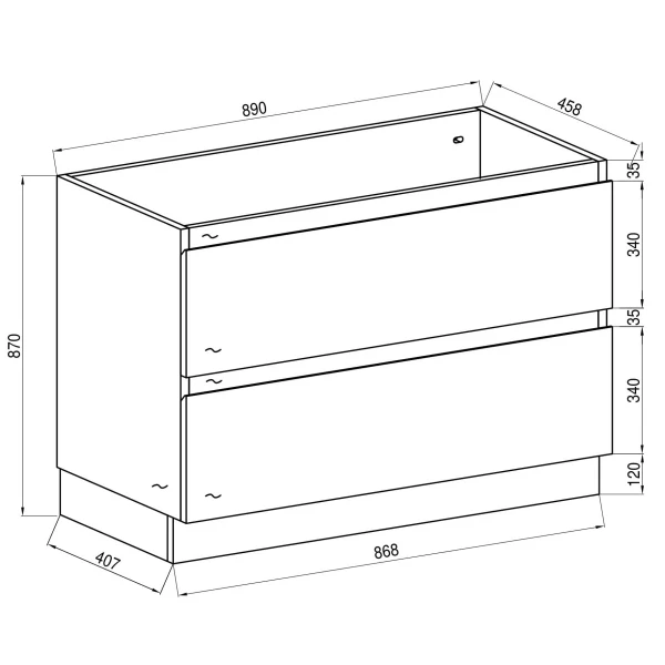 *Clearance* Alles Plus 900mm Floor Standing Vanity Cabinet | Legna Noir Woodgrain | - Image 6