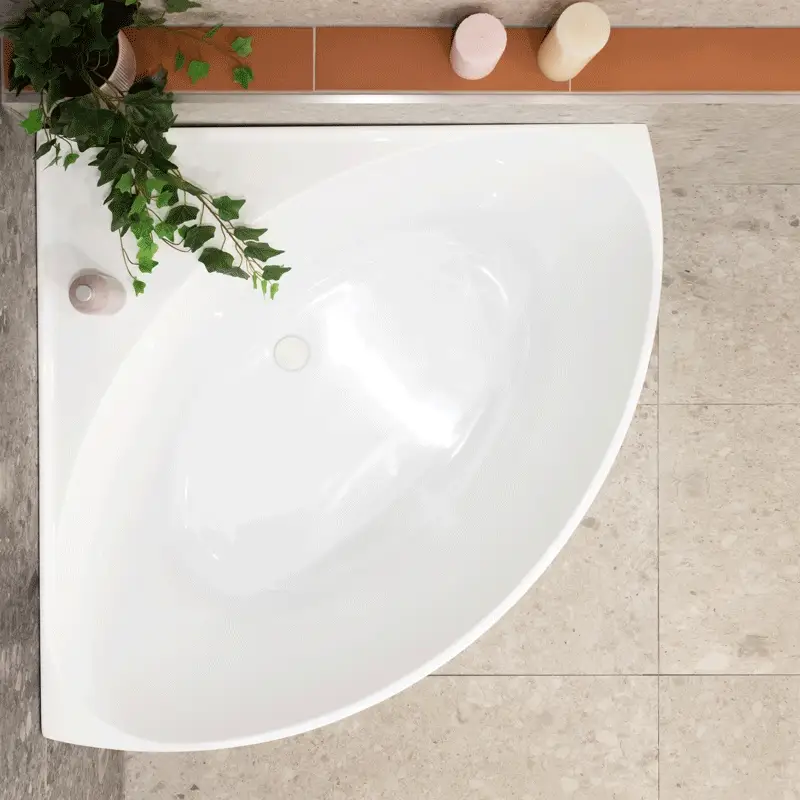 Angie 1000mm Corner Fit Japanese Soaking Bathtub, Matte White - Image 4
