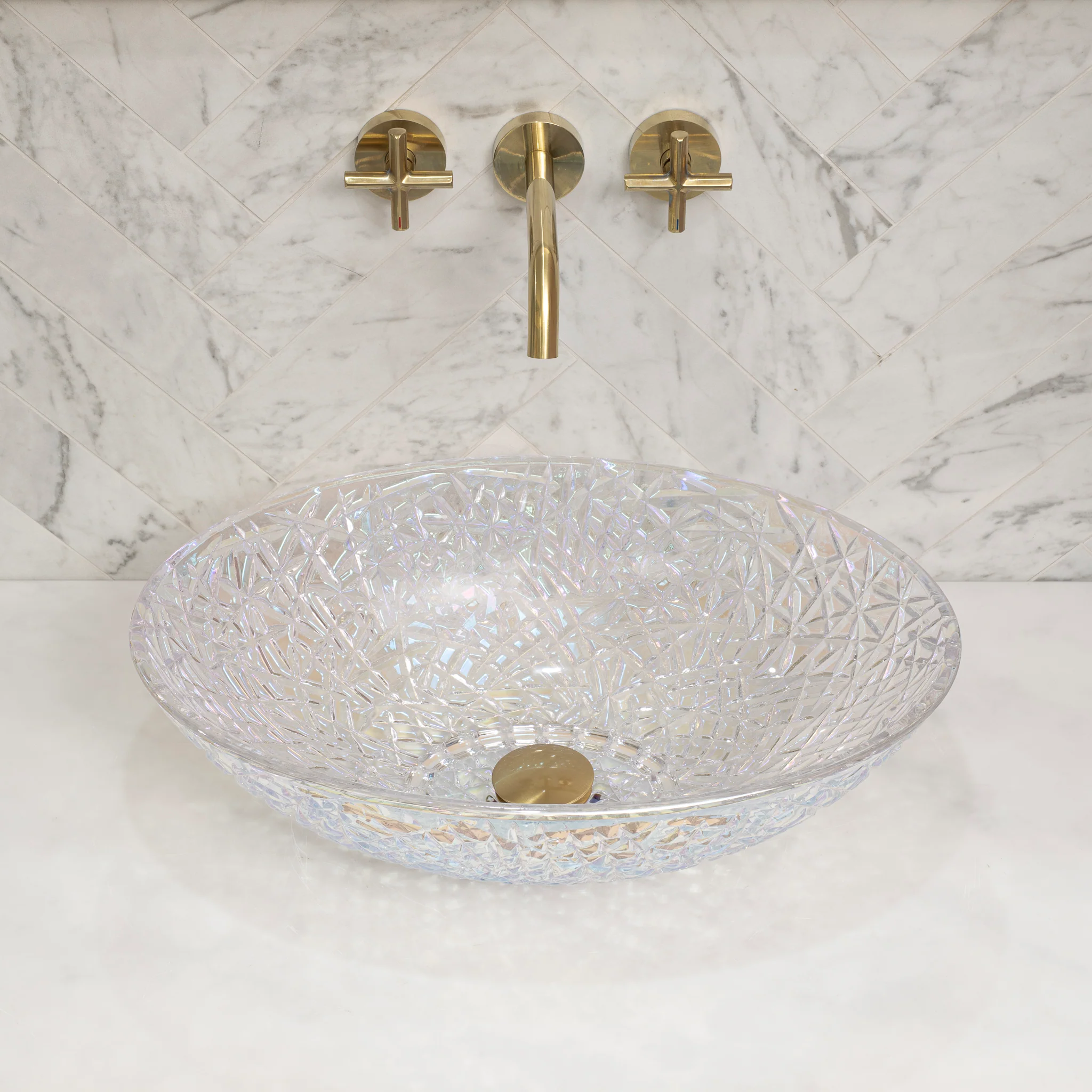 Ankara 510mm x 365mm Above-Counter Glass Basin, Mermaid Glass - Image 3