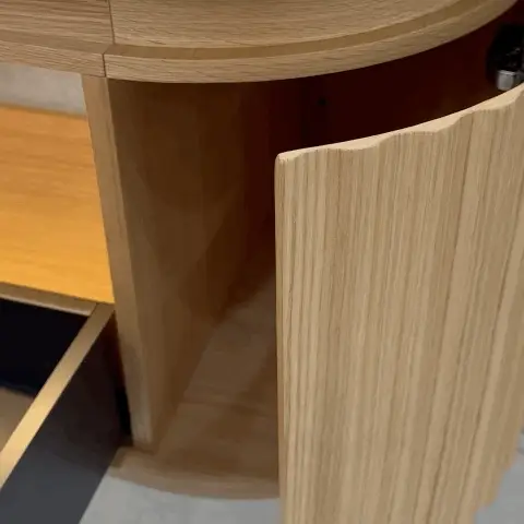 *Clearance* Apri Oval 1000mm Fluted Vanity Cabinet with Single Bowl Artificial Stone Top, Light Oak - Image 5