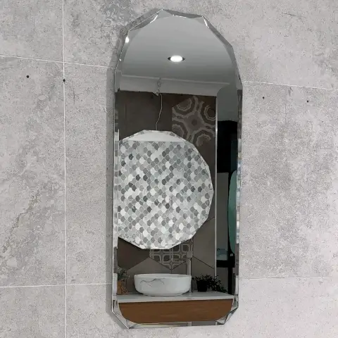 Arch Jewel 400mm x 900mm Frameless Mirror with Jewelled Edge - Image 3
