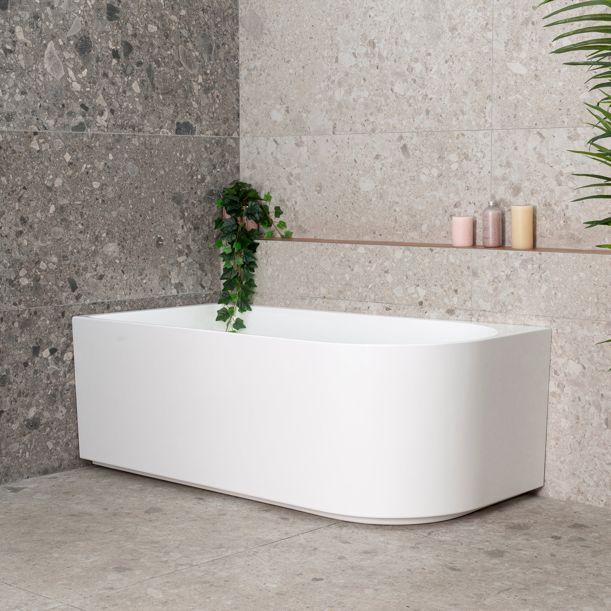 Arco 1500mm Left Corner Freestanding Bath, Matte White