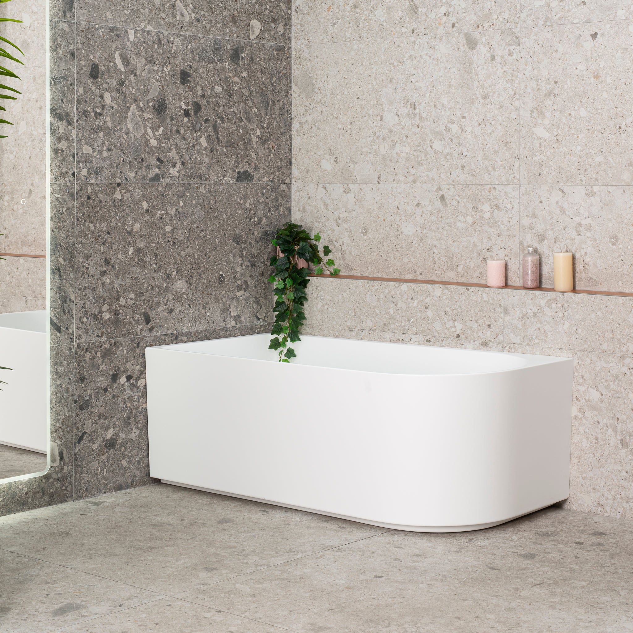 Arco 1500mm Left Corner Freestanding Bath, Matte White - Image 6