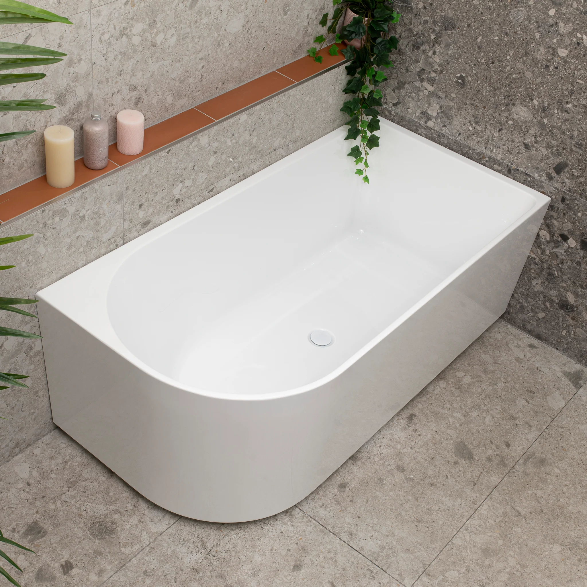 Arco 1500mm Right Corner Freestanding Bath, Gloss White - Image 3