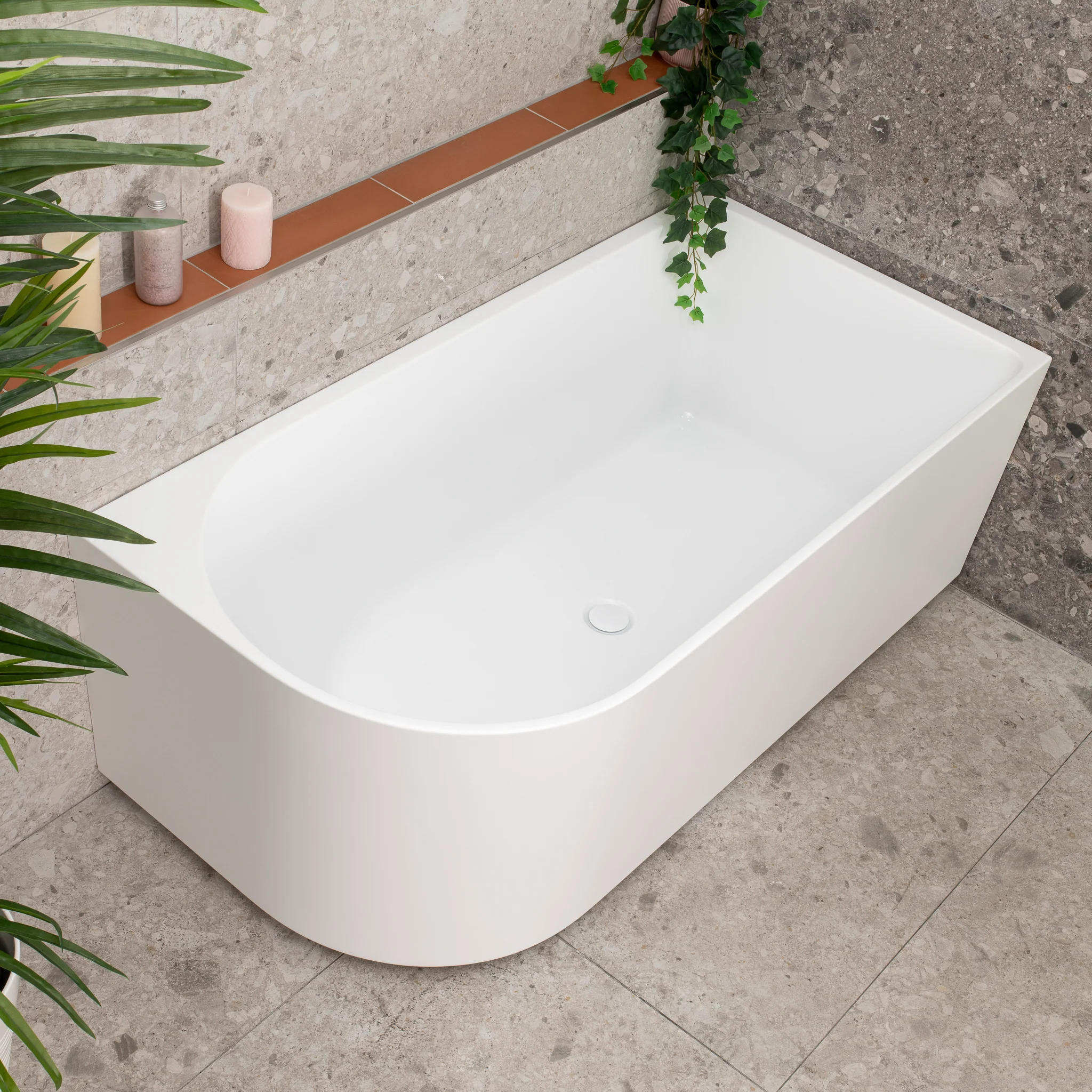 Arco 1500mm Right Corner Freestanding Bath, Matte White - Image 2
