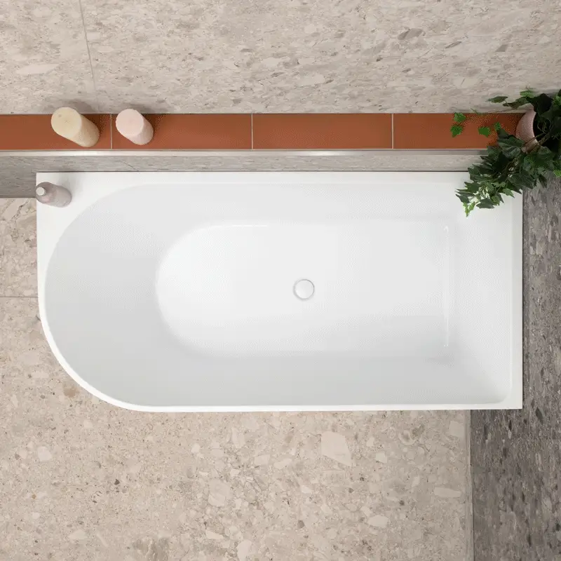 Arco 1500mm Right Corner Freestanding Bath, Gloss White - Image 4
