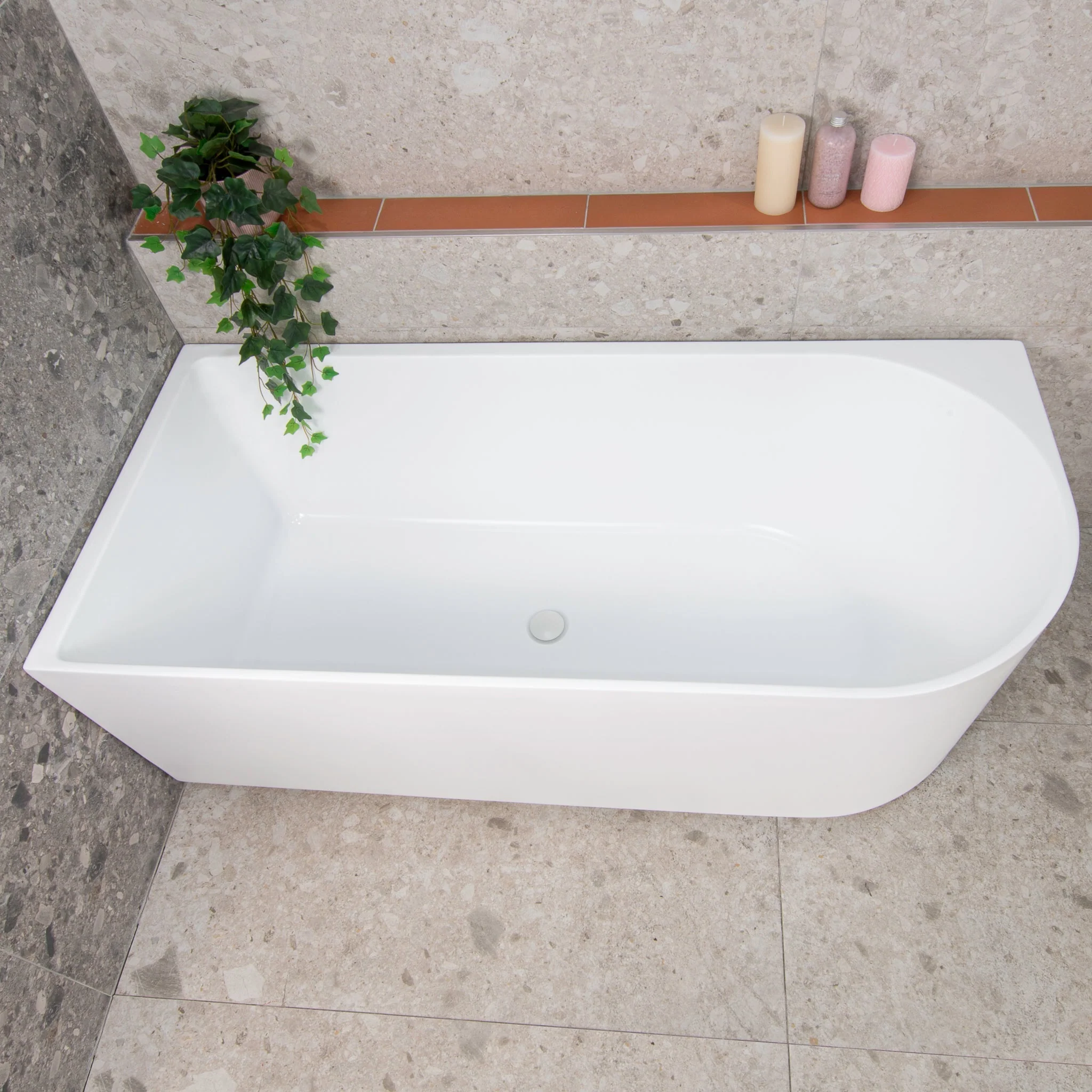 Arco 1600mm Left Corner Freestanding Bath, Gloss White - Image 5