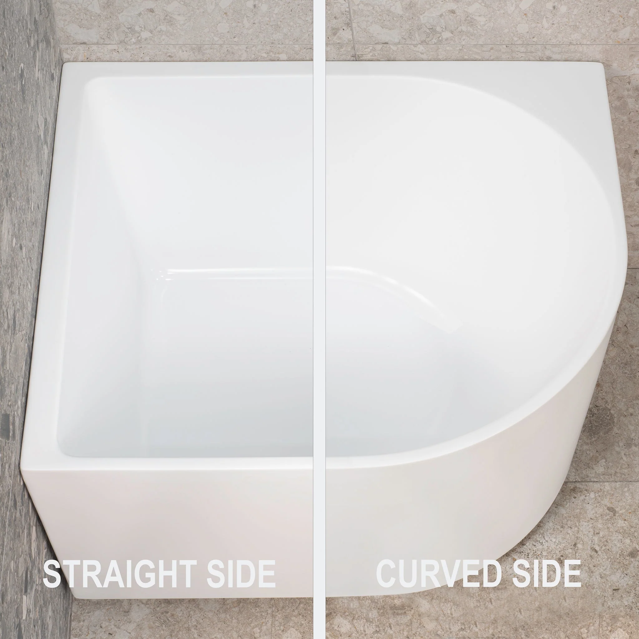 Arco 1600mm Left Corner Freestanding Bath, Gloss White - Image 8