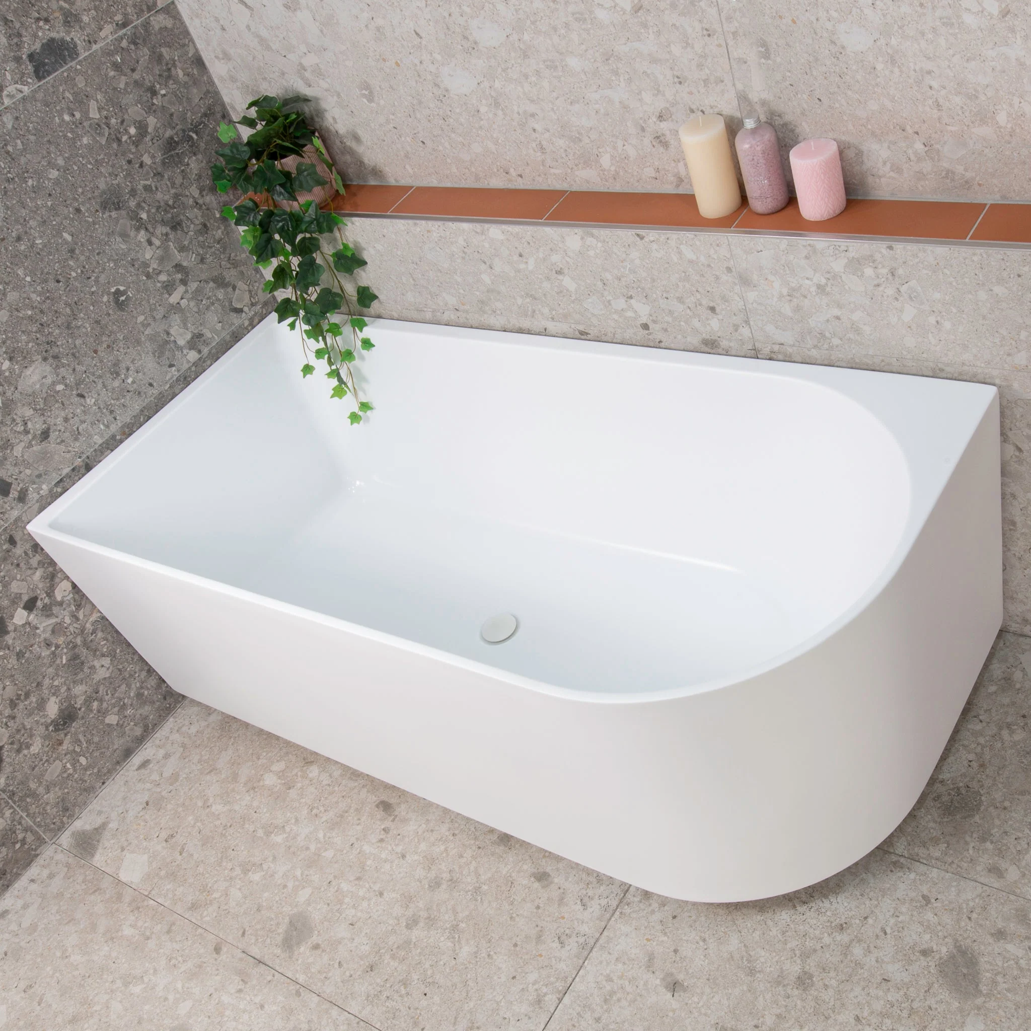Arco 1600mm Left Corner Freestanding Bath, Matte White - Image 4