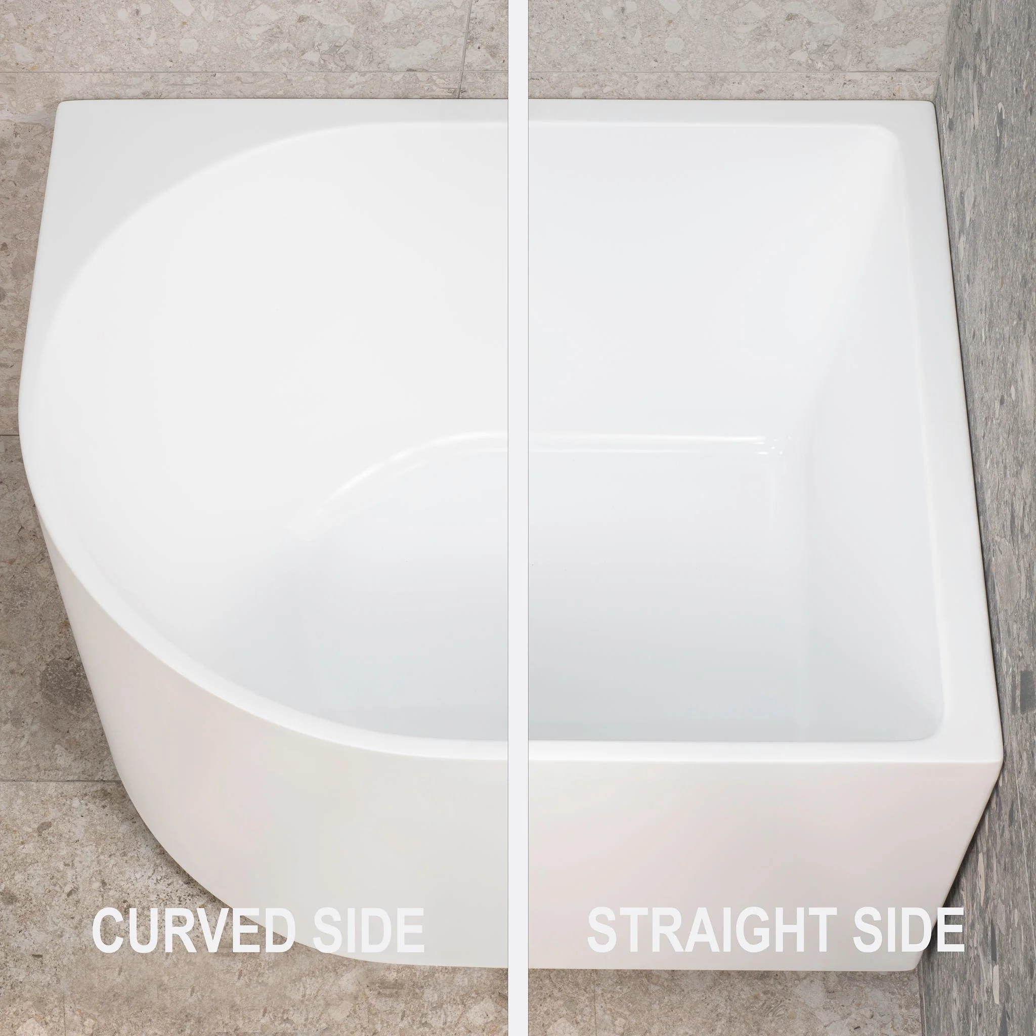 Arco 1600mm Right Corner Freestanding Bath, Matte White - Image 8