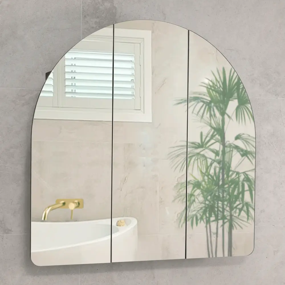 Arco Arch 1000mm x 1000mm Mirrored Shaving Cabinet, Matte Black - Image 5