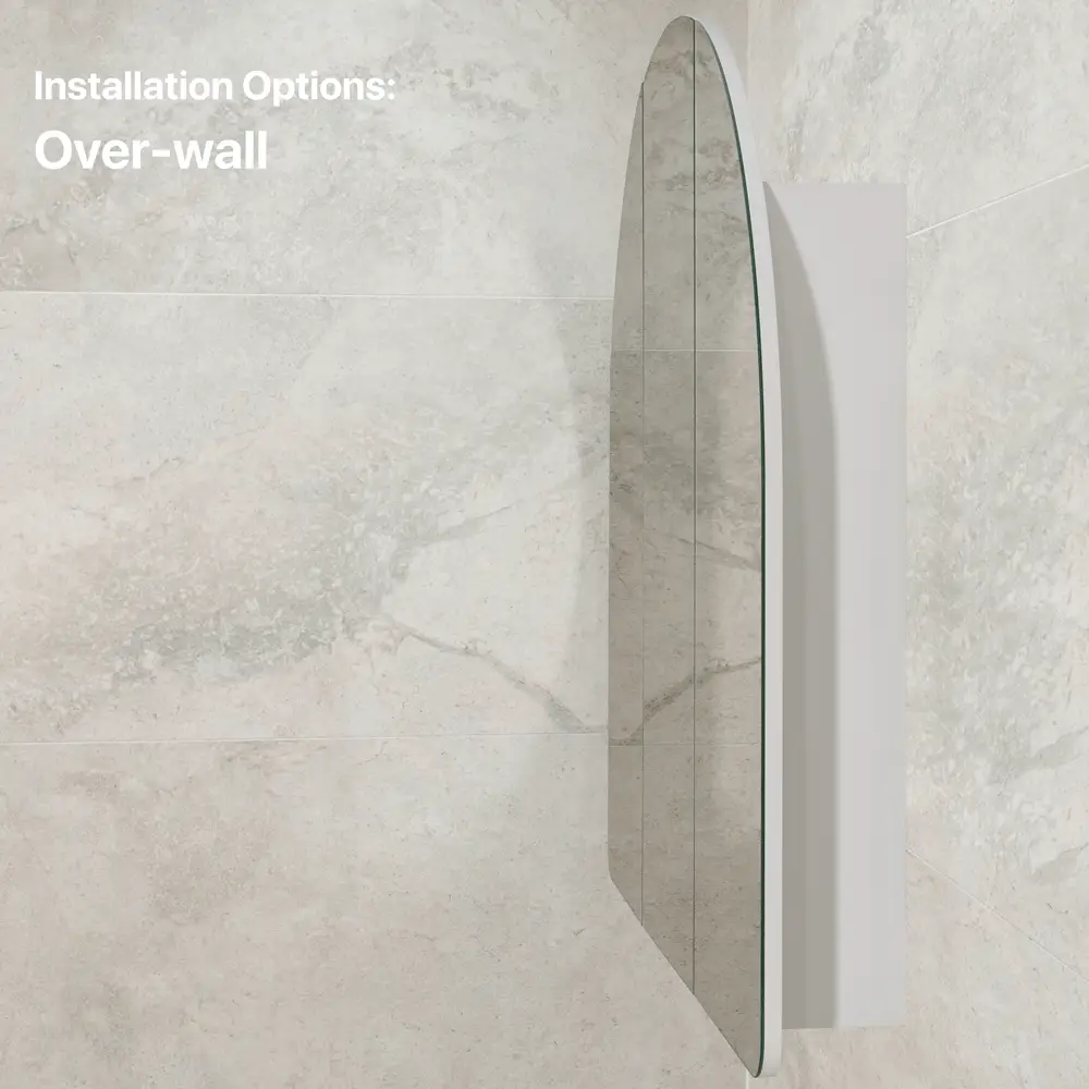 Arco Arch 1000mm x 1000mm Mirrored Shaving Cabinet, Matte White - Image 6