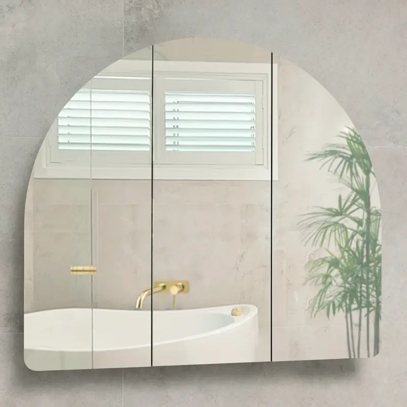 Arco Arch 1150mm x 1000mm Mirrored Shaving Cabinet, Matte Black - Image 2