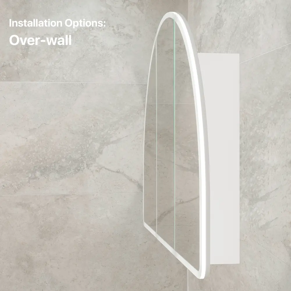 Arco Arch 1200mm x 800mm Frontlit LED Mirrored Shaving Cabinet, Matte White - Image 10