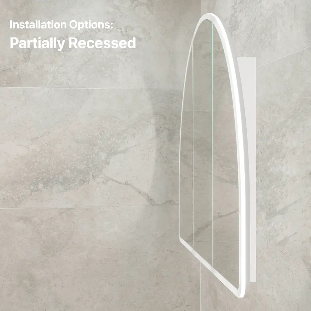 Arco Arch 1200mm x 800mm Frontlit LED Mirrored Shaving Cabinet, Matte White - Image 11