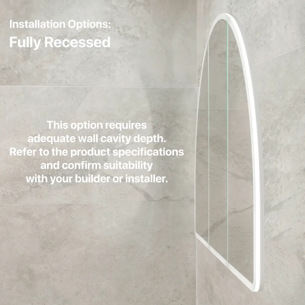 Arco Arch 1200mm x 800mm Frontlit LED Mirrored Shaving Cabinet, Matte White - Image 12