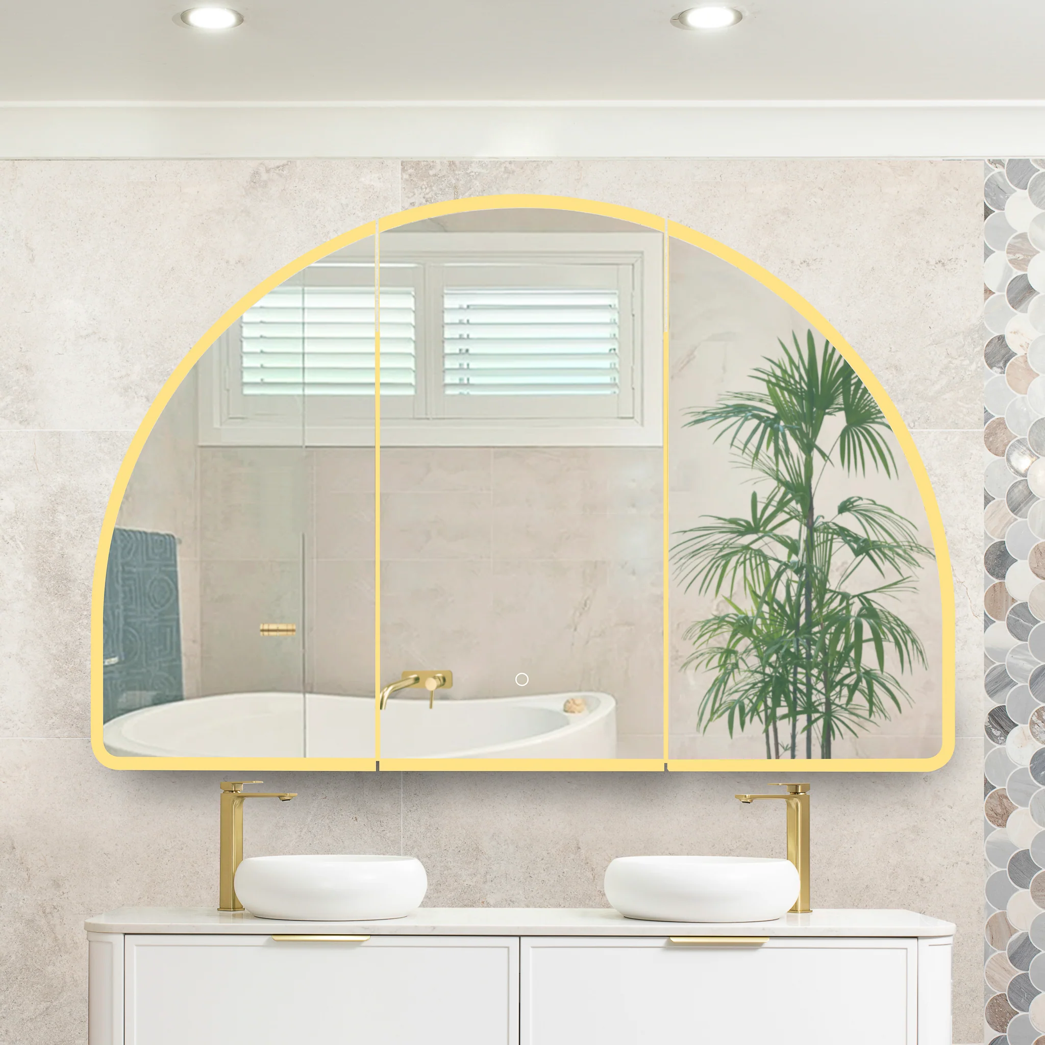 Arco Arch 1200mm x 800mm Frontlit LED Mirrored Shaving Cabinet, Matte White - Image 7