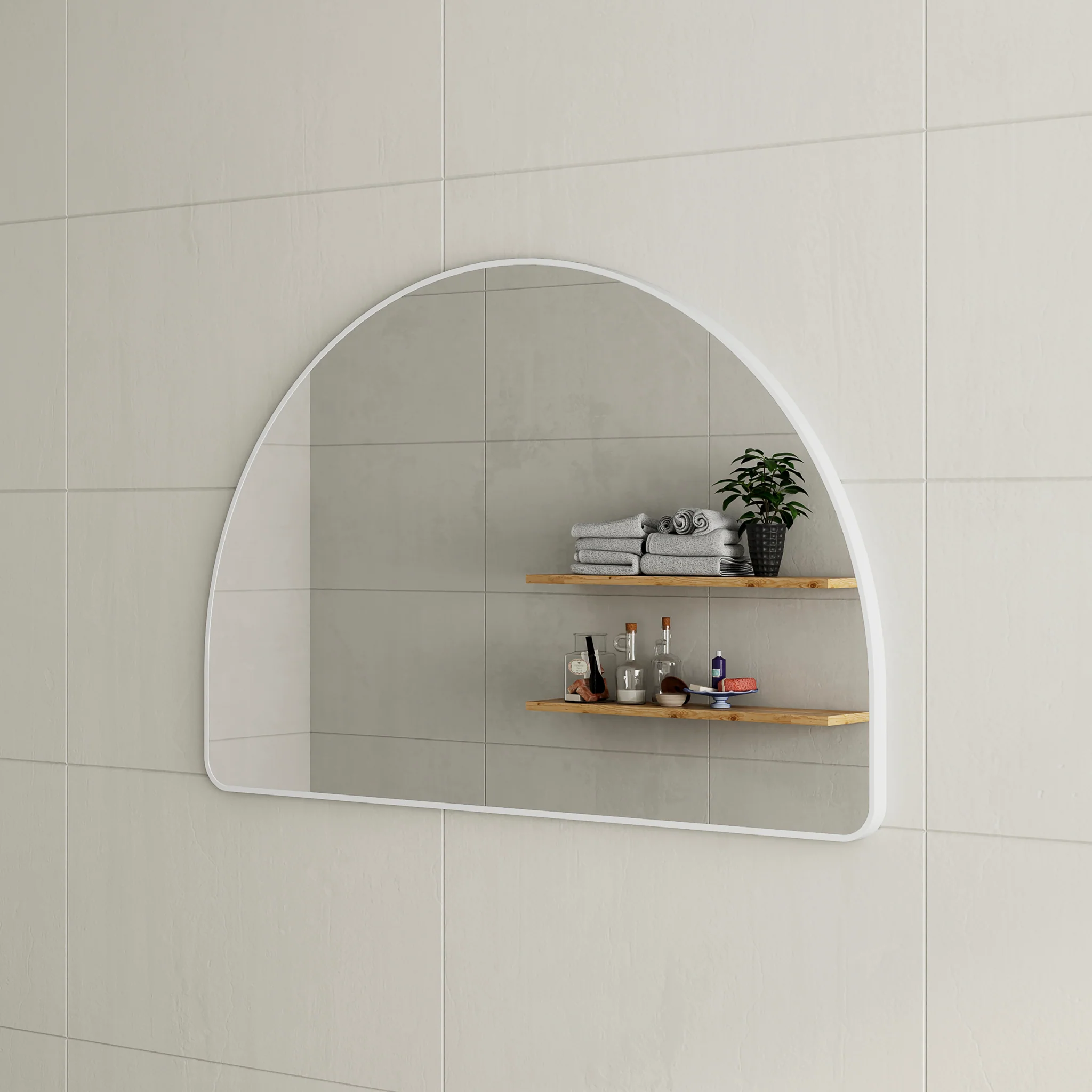 *Clearance* Arco Arch 1200mm x 800mm Framed Mirror, Matte White Frame - Image 2