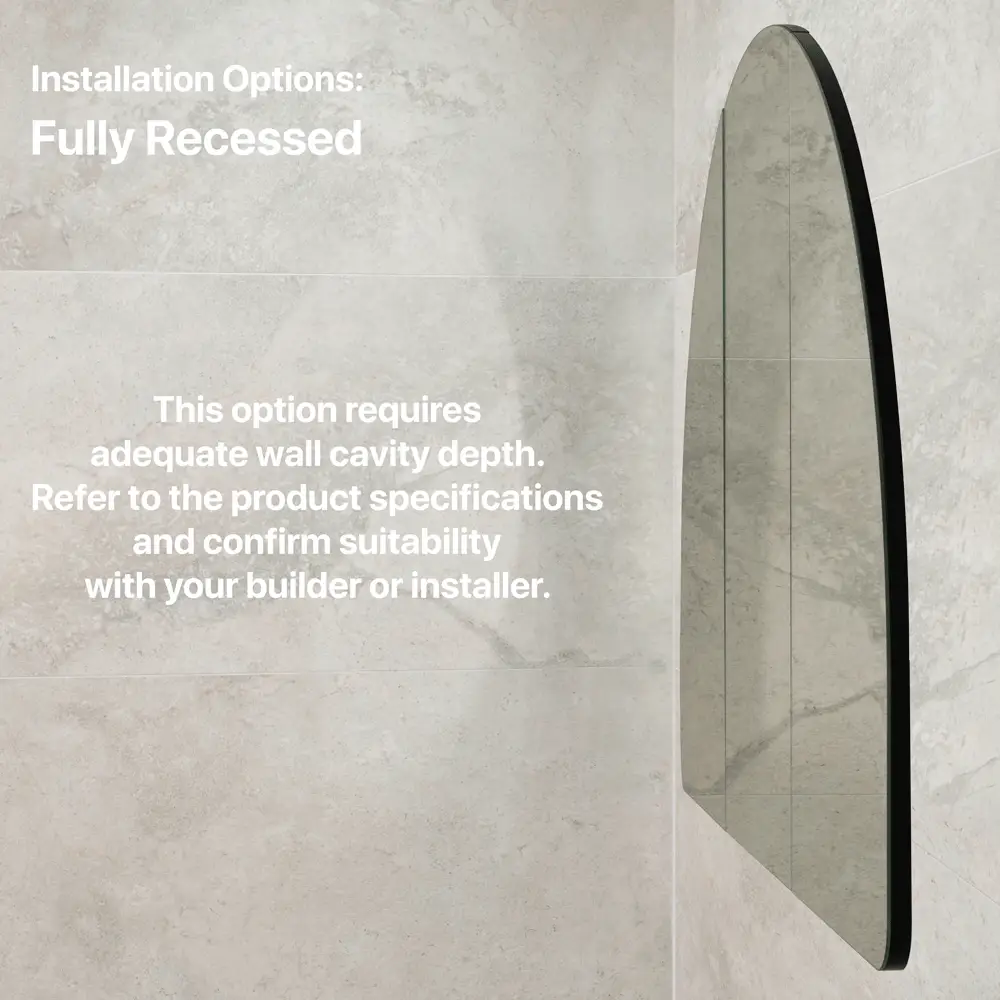 Arco Arch 1200mm x 800mm Mirrored Shaving Cabinet, Matte Black - Image 8
