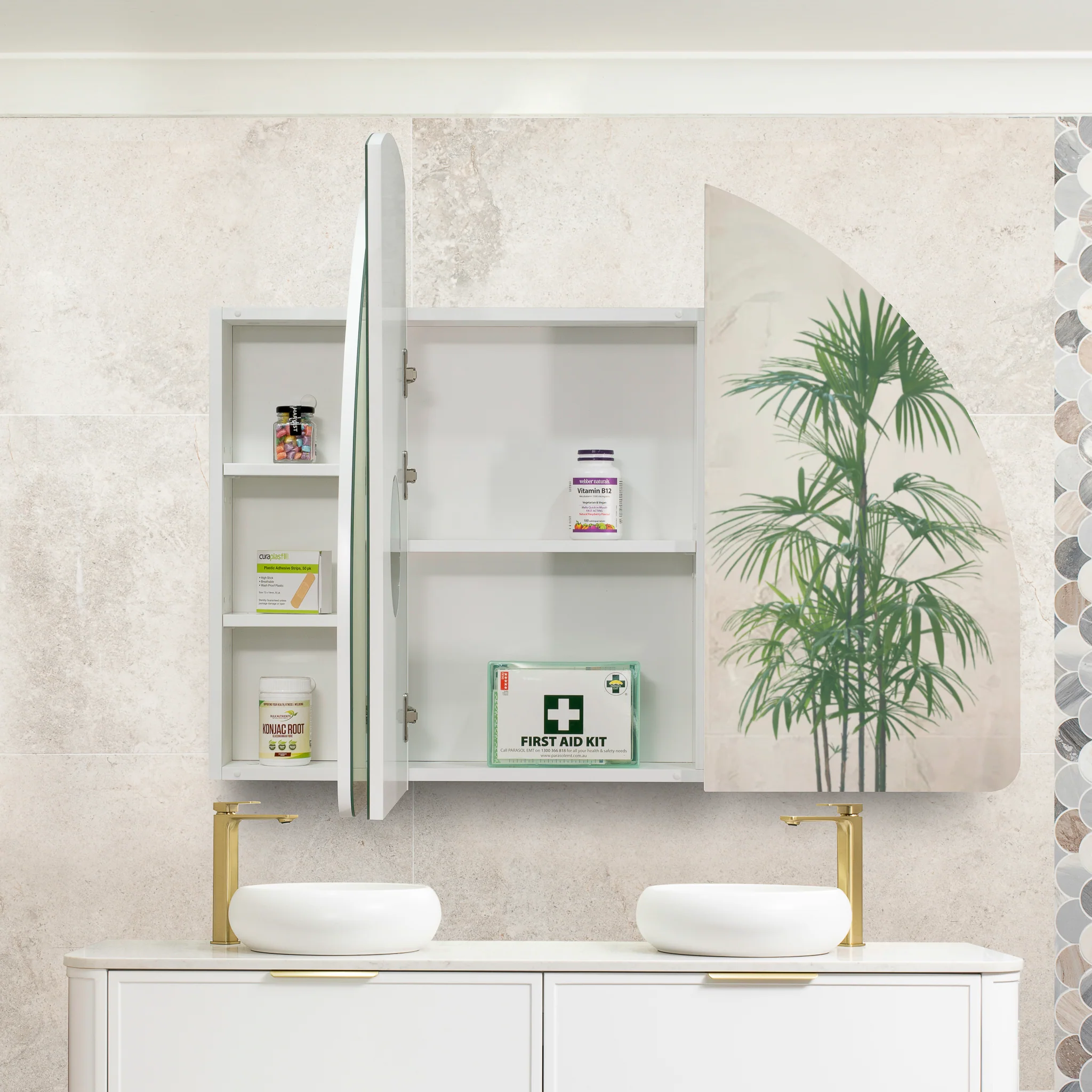 Arco Arch 1200mm x 800mm Mirrored Shaving Cabinet, Matte White - Image 5