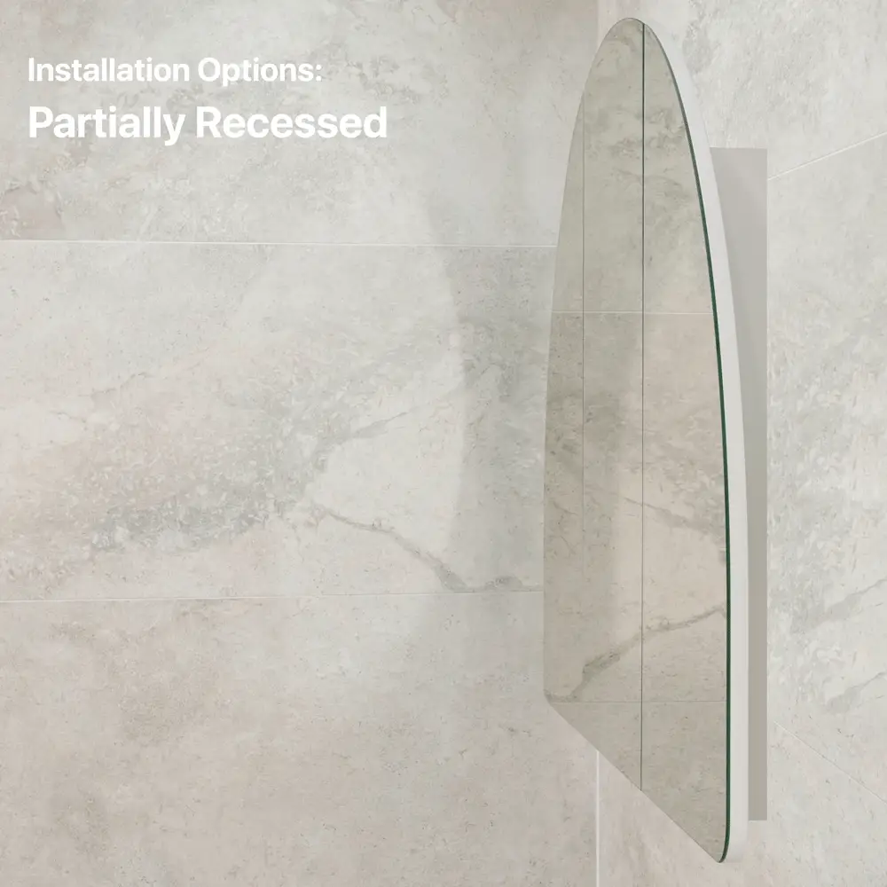 Arco Arch 1200mm x 800mm Mirrored Shaving Cabinet, Matte White - Image 7