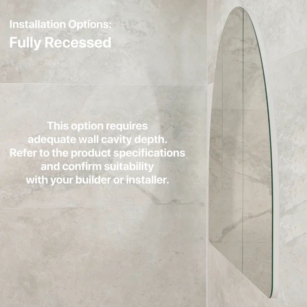 Arco Arch 1200mm x 800mm Mirrored Shaving Cabinet, Matte White - Image 8