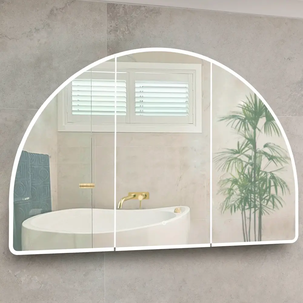 Arco Arch 1500mm x 1000mm Frontlit LED Mirrored Shaving Cabinet, Matte White - Image 5