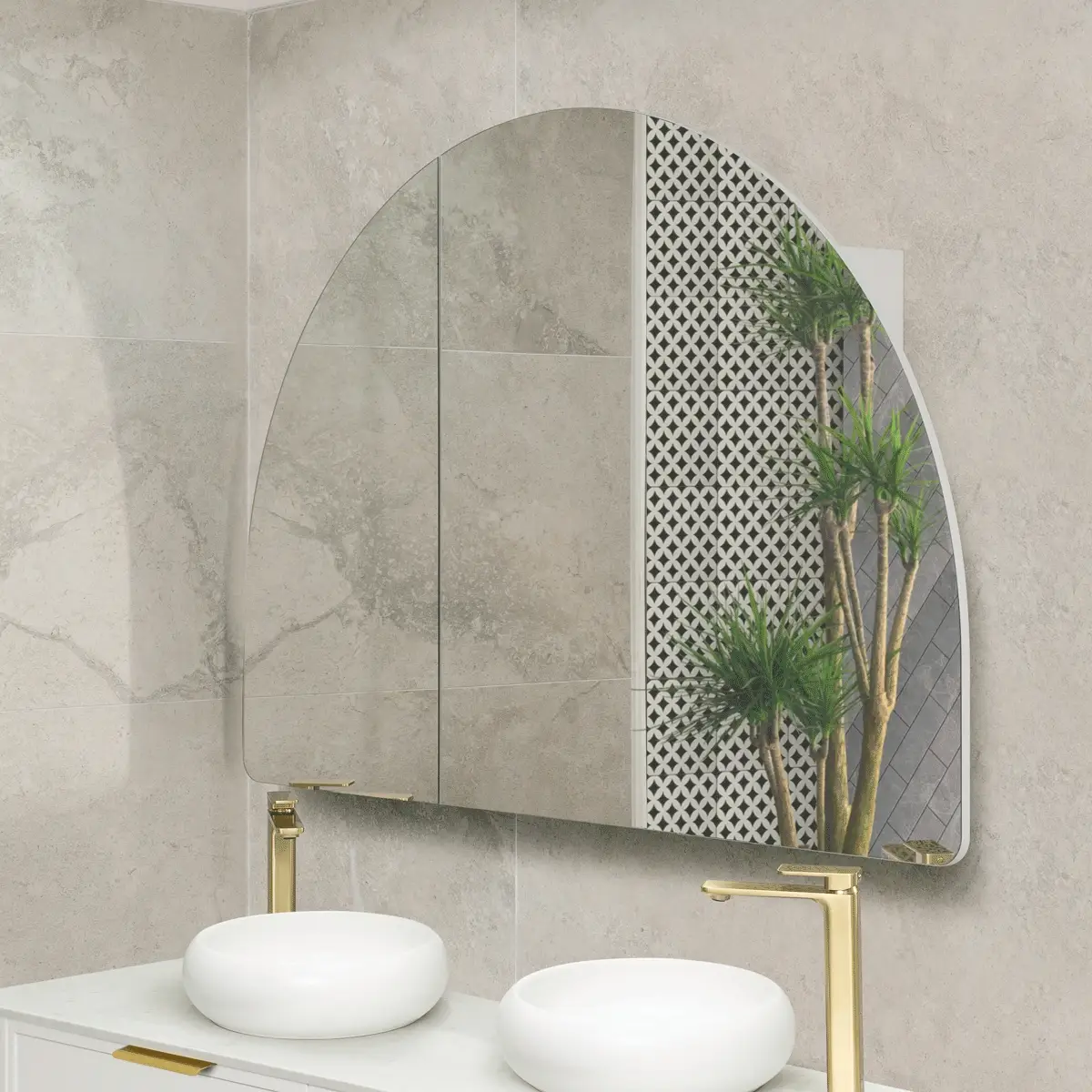 Arco Arch 1500mm x 1000mm Mirrored Shaving Cabinet, Matte White - Image 3