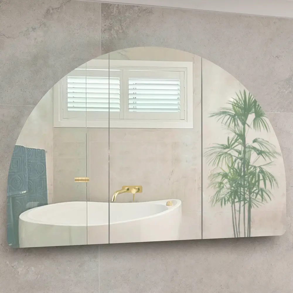 Arco Arch 1500mm x 1000mm Mirrored Shaving Cabinet, Matte White - Image 4