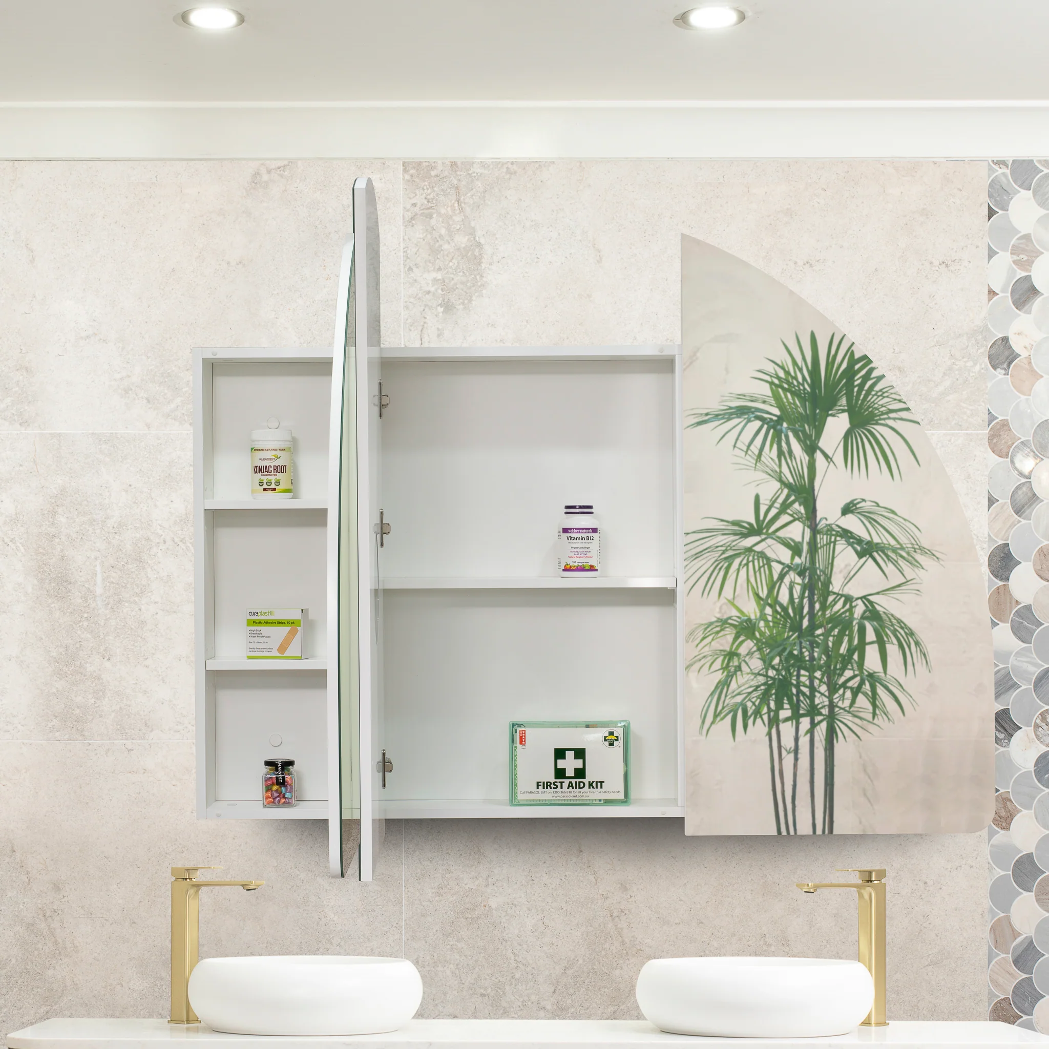 Arco Arch 1500mm x 1000mm Mirrored Shaving Cabinet, Matte White - Image 5