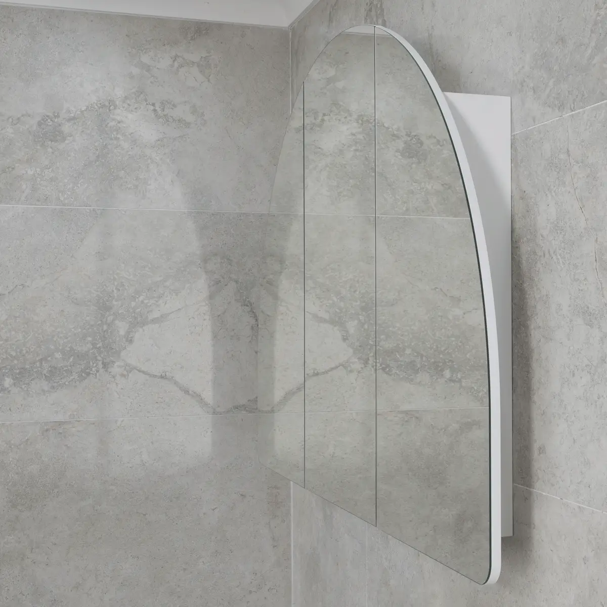 Arco Arch 1500mm x 1000mm Mirrored Shaving Cabinet, Matte White - Image 7