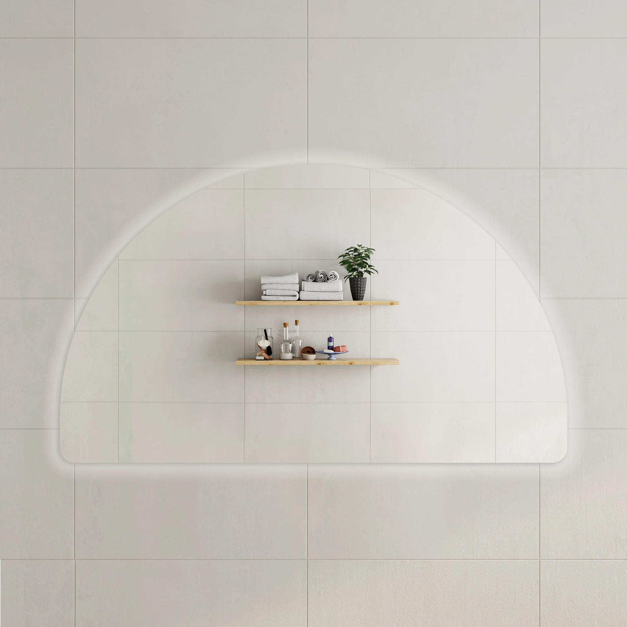 Arco Arch 1700mm x 1000mm Backlit LED Frameless Mirror with Polished Edge and Demister
