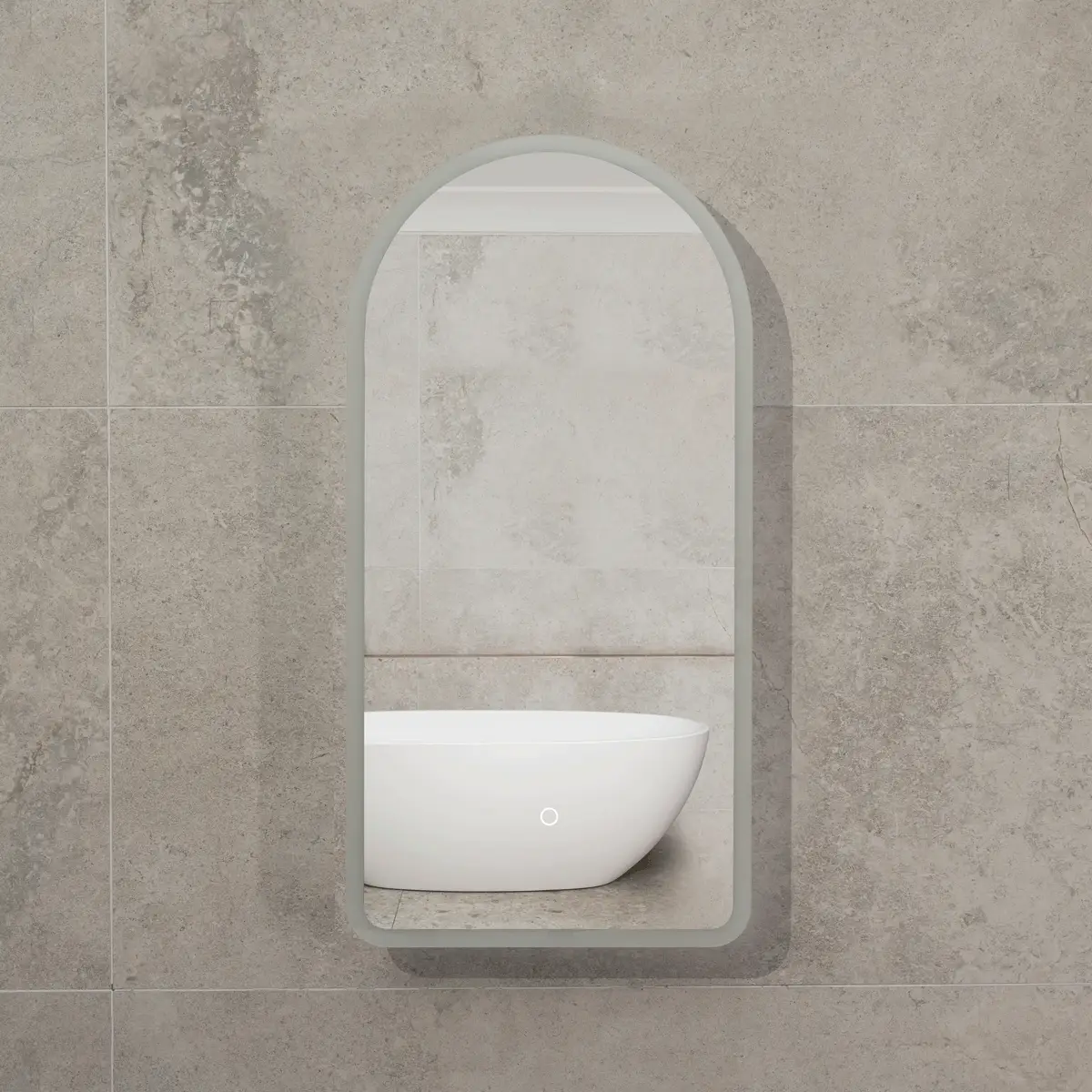Arco Arch 400mm x 800mm Frontlit LED Mirrored Shaving Cabinet, Matte White - Image 3