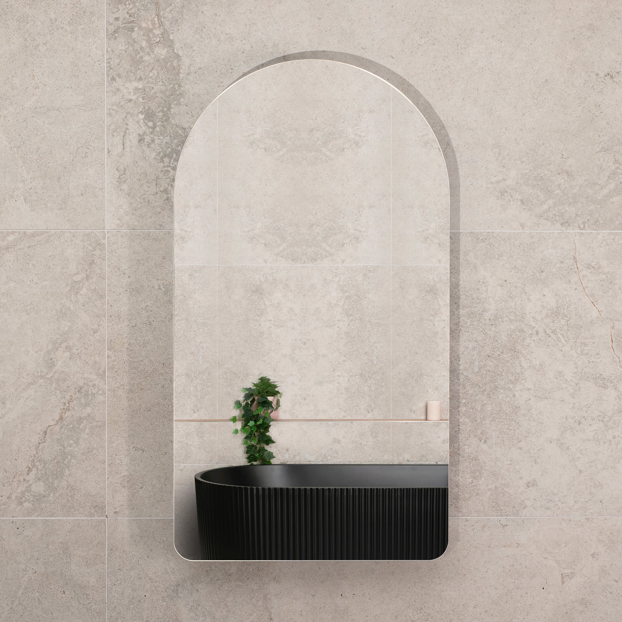 Arco Arch 400mm x 800mm Mirrored Shaving Cabinet, Matte Black - Image 2