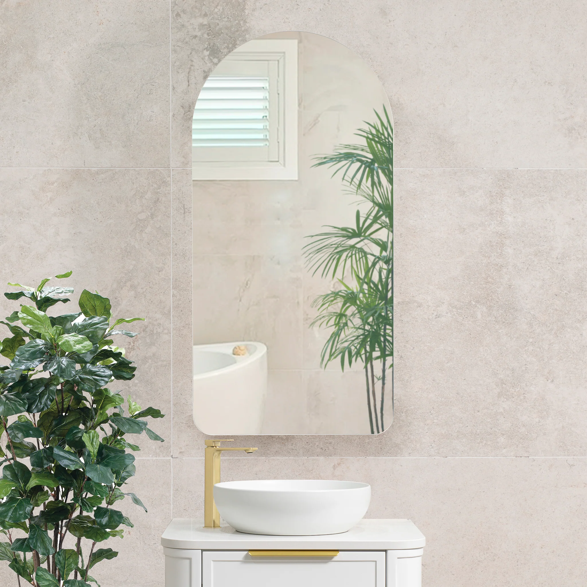 Arco Arch 400mm x 800mm Mirrored Shaving Cabinet, Matte White - Image 3