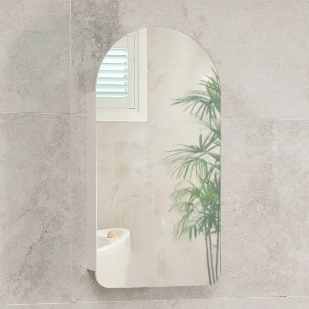 Arco Arch 400mm x 800mm Mirrored Shaving Cabinet, Matte White - Image 4
