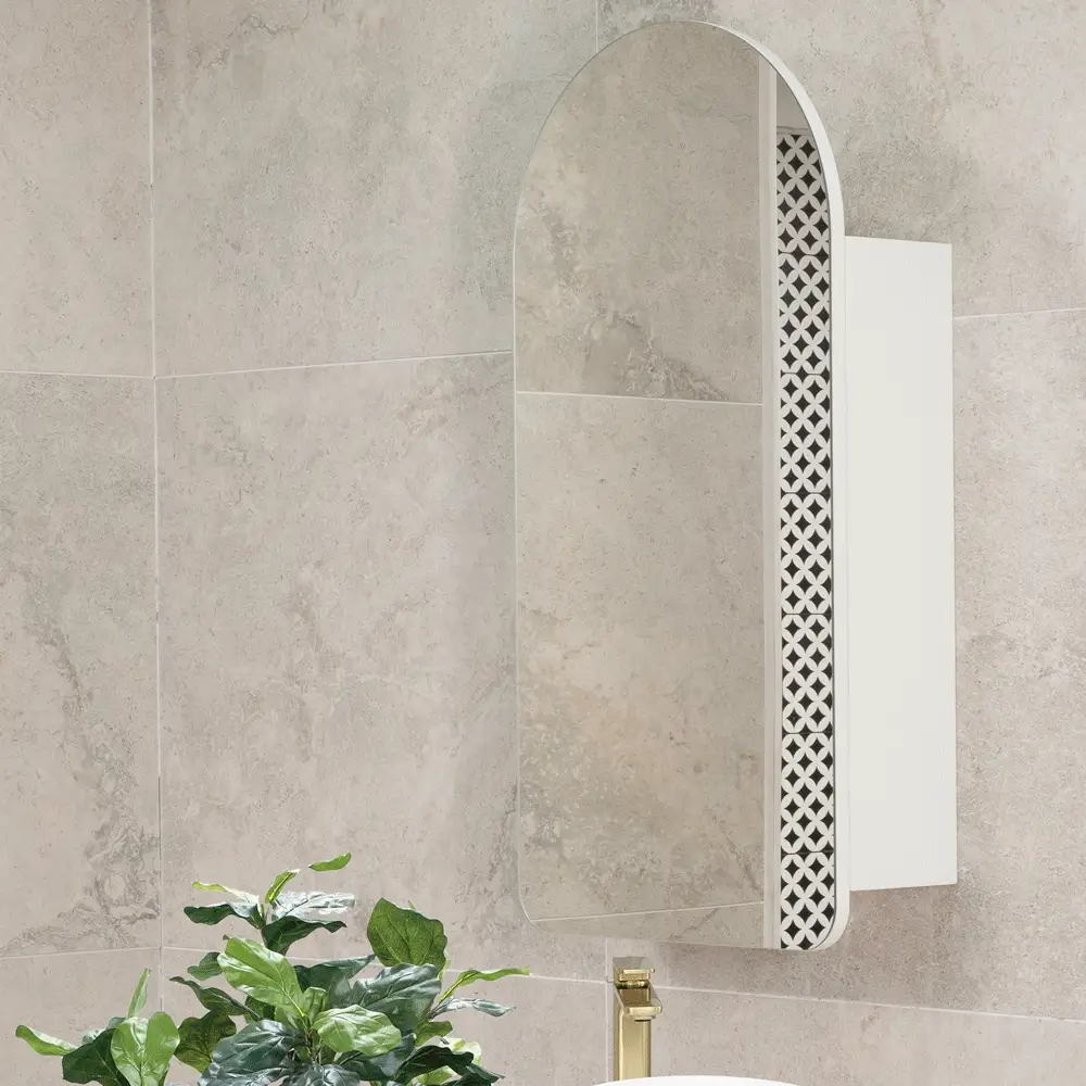 Arco Arch 400mm x 800mm Mirrored Shaving Cabinet, Matte White - Image 6
