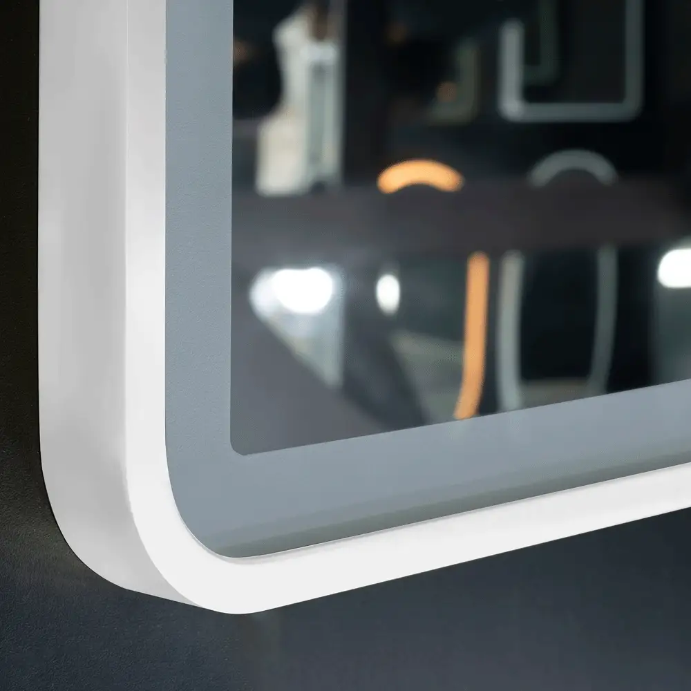 *Clearance* Arco Arch 500mm x 1000mm Frontlit LED Framed Mirror with Demister, Matte White Frame - Image 3